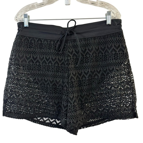 Women's Swim Shorts Lace Hollow Swimsuit Bottoms Mid Rise Board Shorts 2XL - Picture 3 of 10